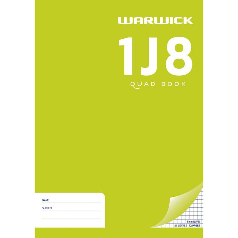 Warwick Exercise Book 1J8 36 Leaf A4 Quad 5mm