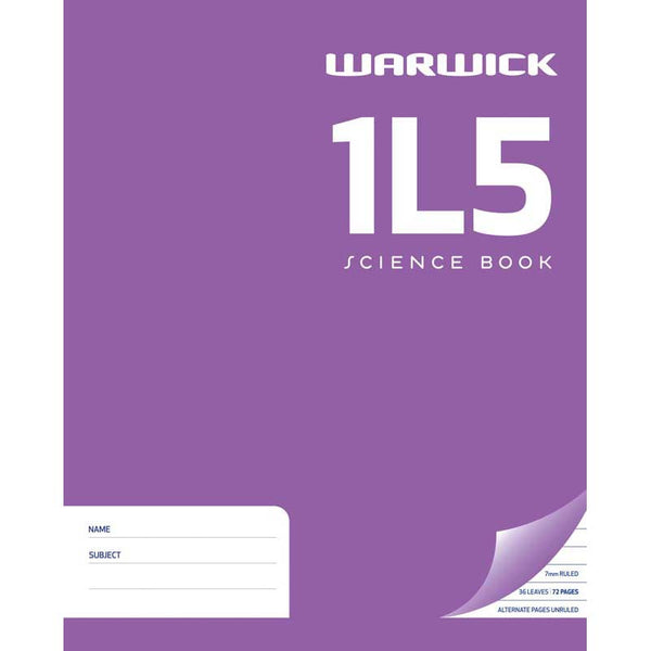 Warwick Exercise Book 1L5 36 Leaf Ruled 7mm Unruled 255x205mm