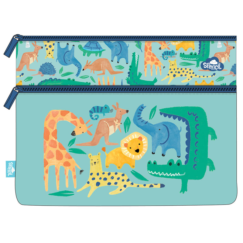 Spencil Safari Puzzle Junior A4 Twin Zip Pencil Case