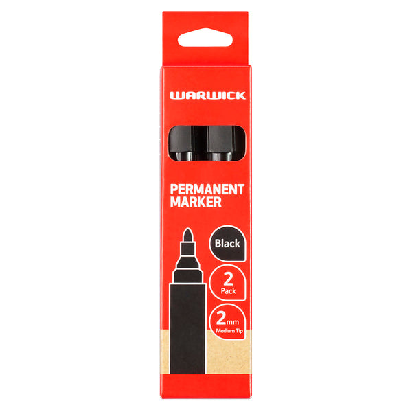 Warwick Marker Black Bullet Tip Blister 2 Pack Permanent