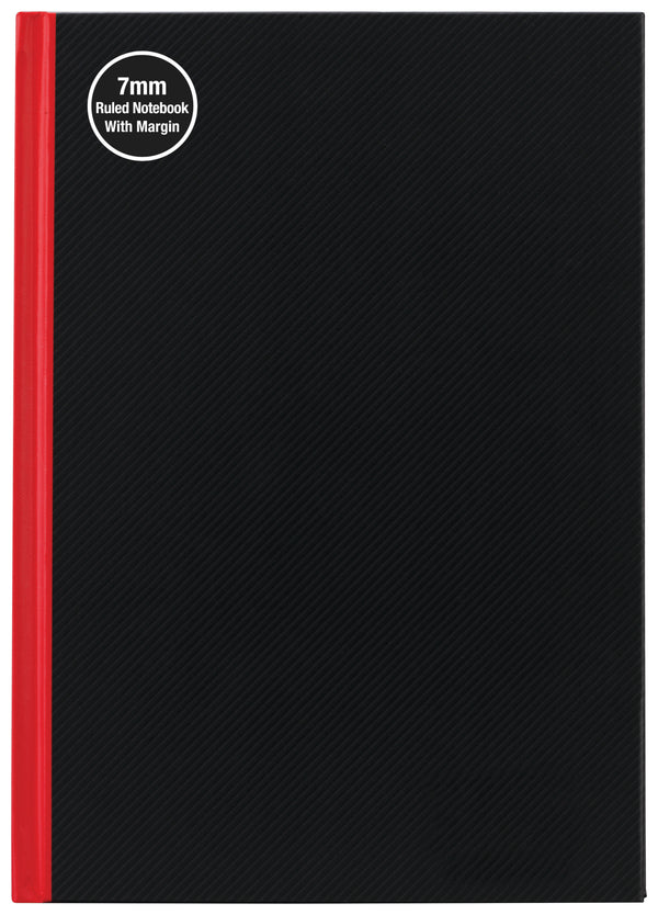 Milford Notebook A5 7Mm 68gsm With Margin Red & Black 100lf