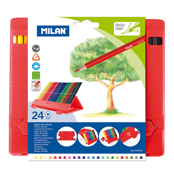 Milan Flexibox Coloured Pencils Triangular Pack 24 Assorted Colours