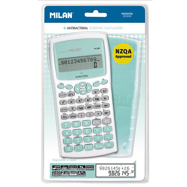 Milan M240 Antibacterial Scientific Calculator Turquoise