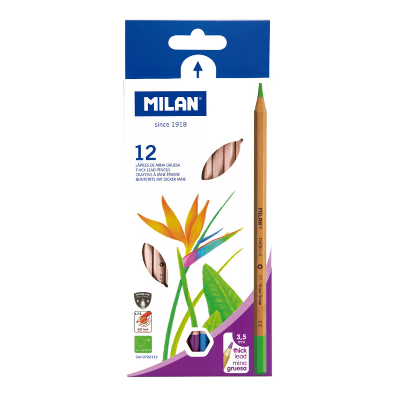 Milan Coloured Pencils Thick Lead Assorted Pack 12