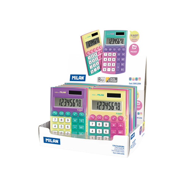 Milan Calculator Sunset Pocket 8 Digit Assorted Colours