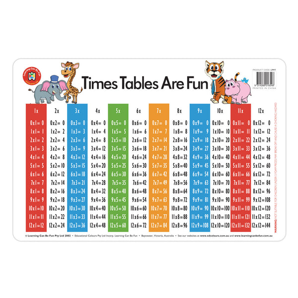 LCBF Placemat Desk Times Tables Are Fun