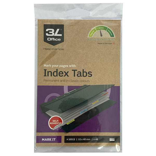 3L Index Tab 40mm Coloured 48 Pack