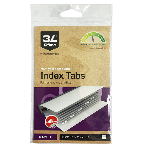 3L Index Tab 25mm White 72 Pack