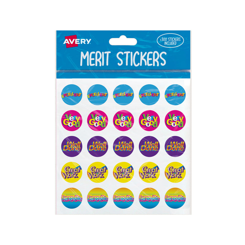 Avery Merit Stickers Assorted Captions 2 Round 22mm 300 Pack