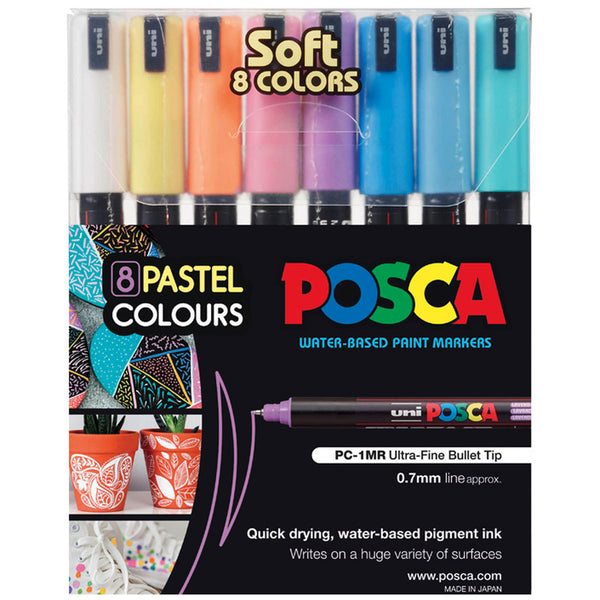 Uni Posca Marker 0.7mm 8 Piece Pastel Colours PC-1MR