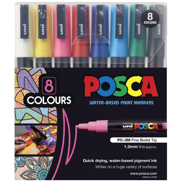 Uni Posca Marker 0.9-1.3mm 8 Piece Asstd PC-3M