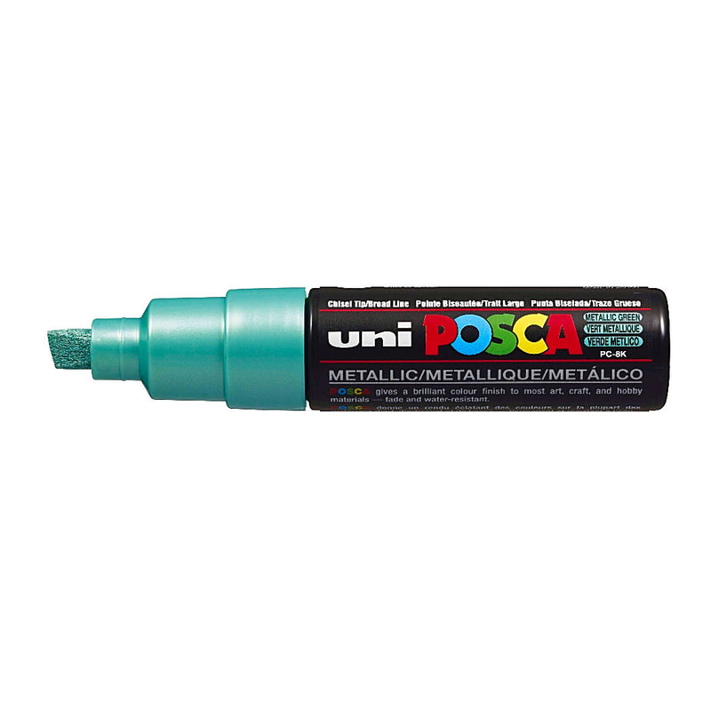 Uni Posca Marker 8.0mm Bold Chisel Metallic Green PC-8K