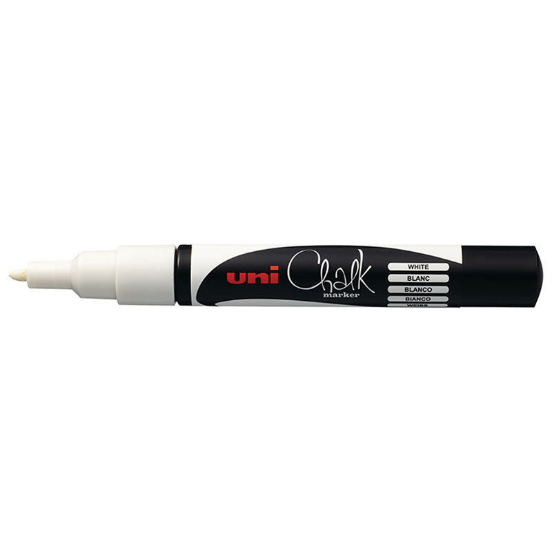 Uni Chalk Marker 0.9-1.3mm Bullet Tip White PWE-3MS