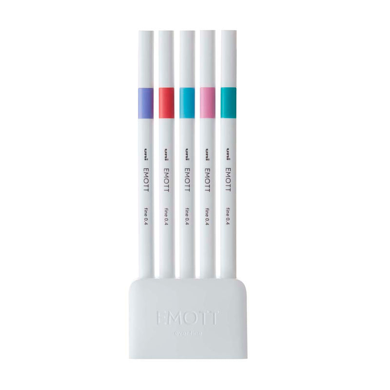 Uni Emott Everfine Fineliners 0.4mm No.5 Assorted 5 Pack