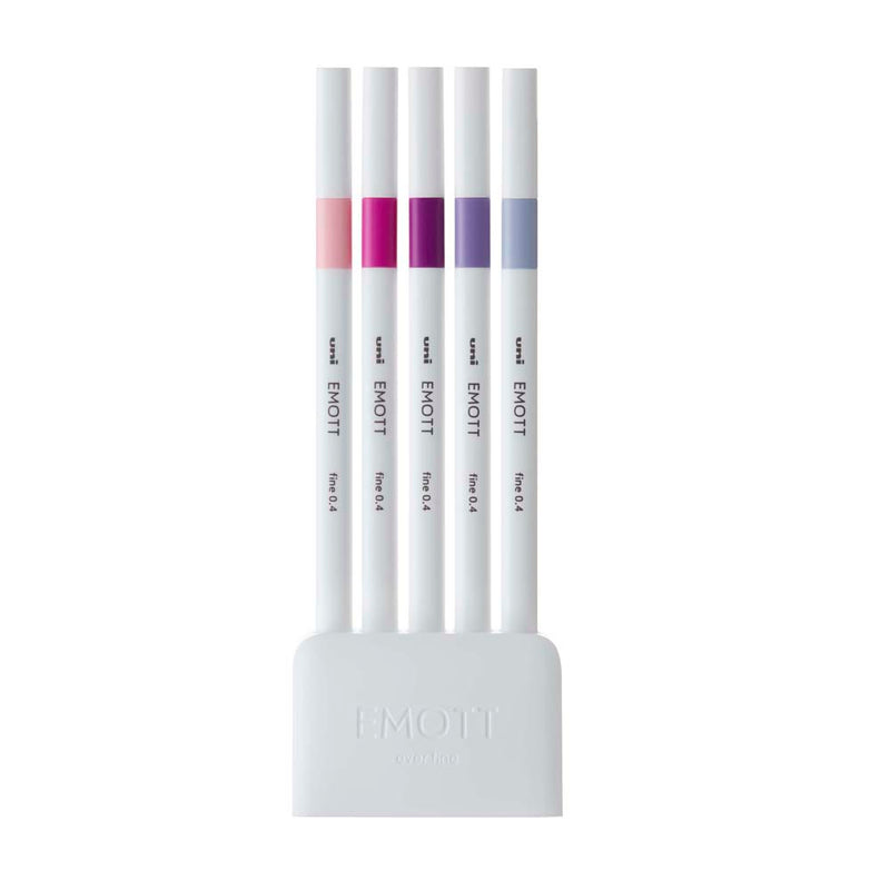 Uni Emott Everfine Fineliners 0.4mm No.7 Assorted 5 Pack