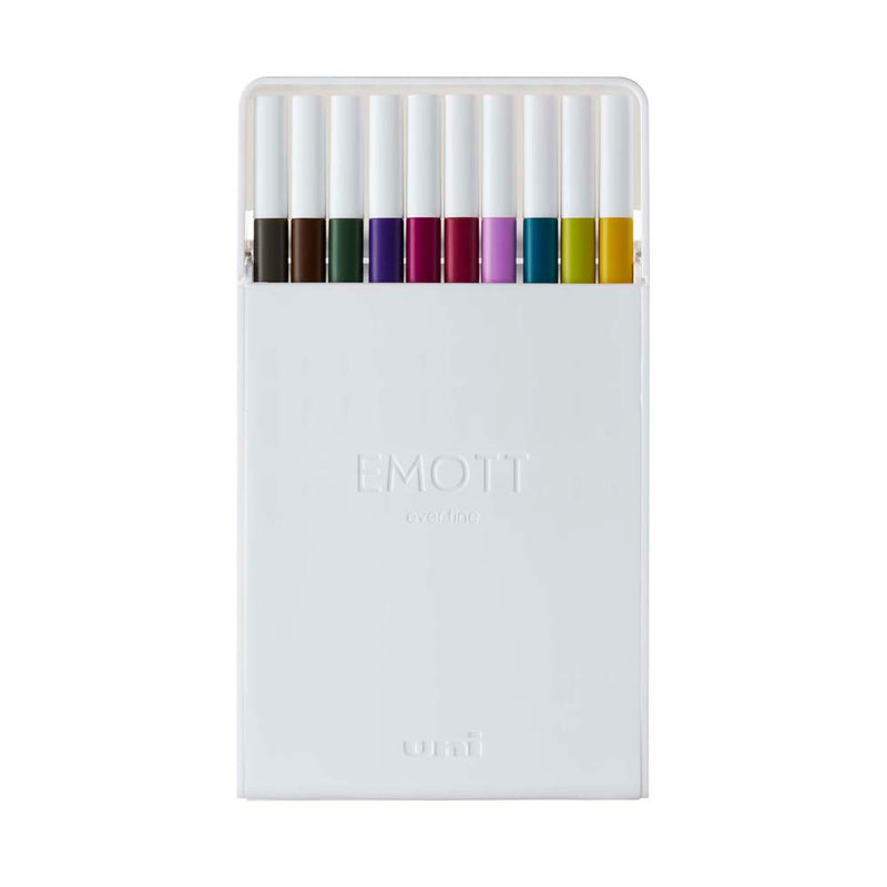 Uni Emott Everfine Fineliners 0.4mm No.3 Assorted 10 Pack