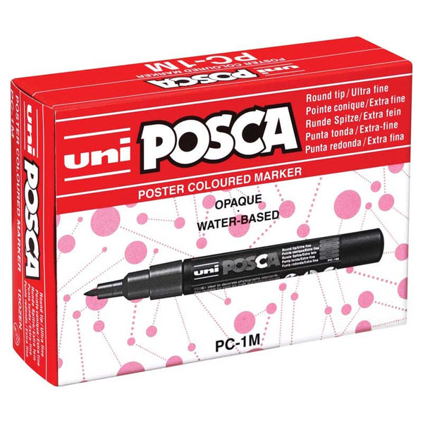 Uni Posca Marker 0.7mm Ultra-Fine Round Tip Asstd Pack 12 PC-1M