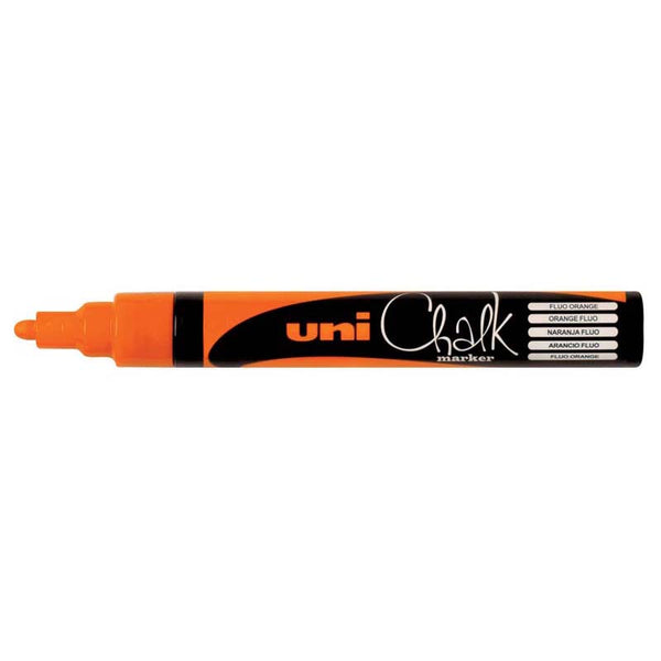 Uni Chalk Marker 1.8-2.5mm Bullet Tip Fluoro Orange PWE-5M