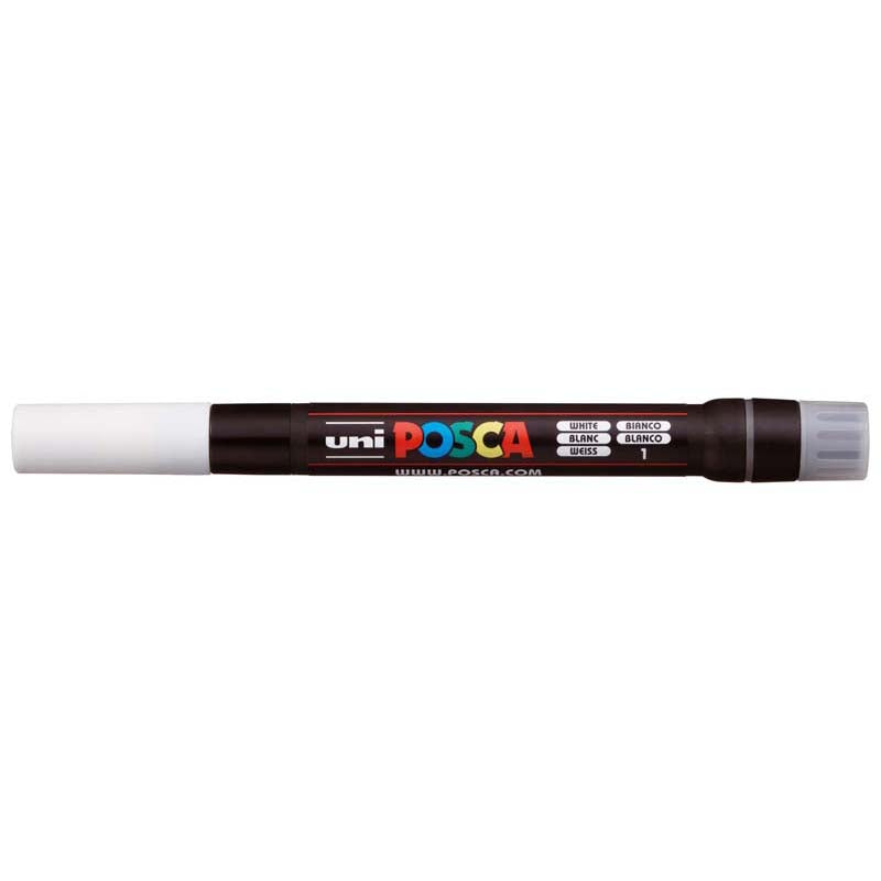 Uni Posca Marker 0.1-10.0mm Brush Tip White PCF-350