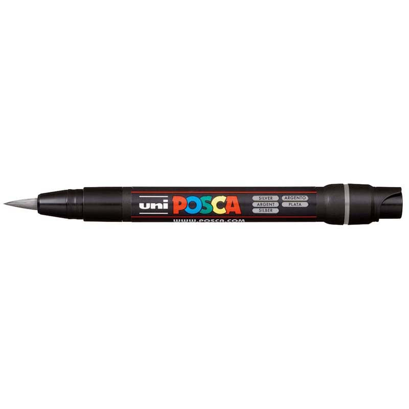 Uni Posca Marker 0.1-10.0mm Brush Tip Silver PCF-350