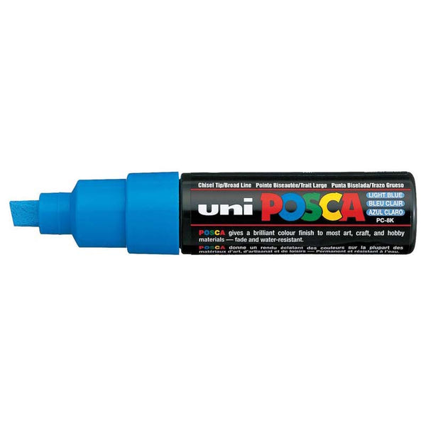 Uni Posca Marker 8.0mm Bold Chisel Light Blue PC-8K