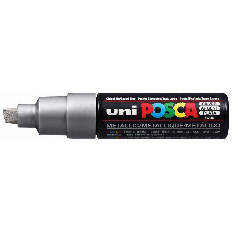 Uni Posca Marker 8.0mm Bold Chisel Silver PC-8K