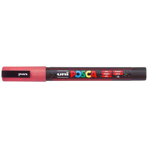 Uni Posca Marker 0.9-1.3mm Fine Glitter Red PC-3M