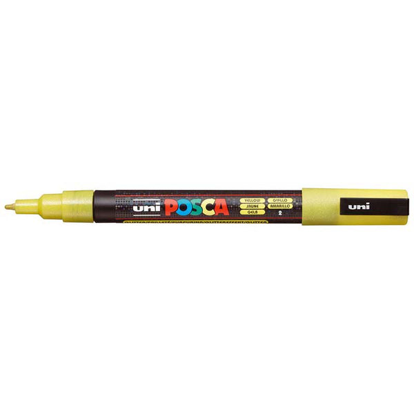 Uni Posca Marker 0.9-1.3mm Fine Glitter Yellow PC-3M