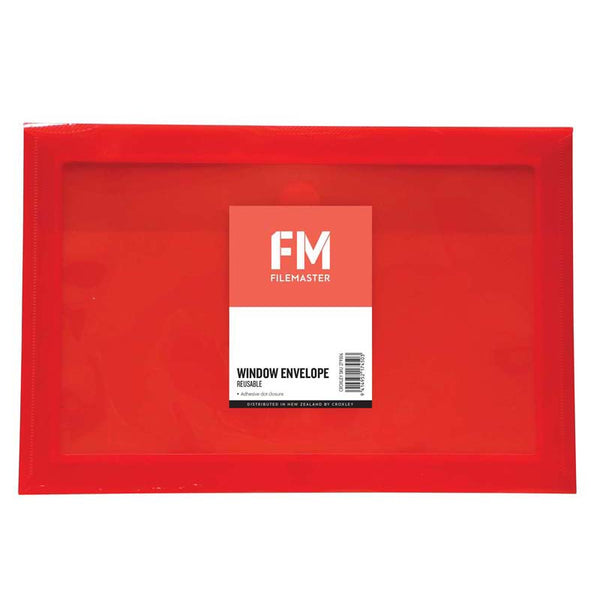 FM Envelope Reusable Red Window Polyprop