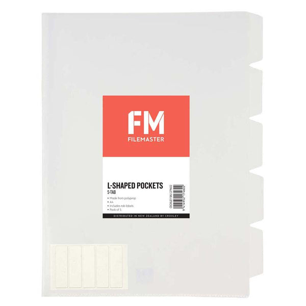 FM Pocket L Shape 5 Tab A4 Clear 5 Pack