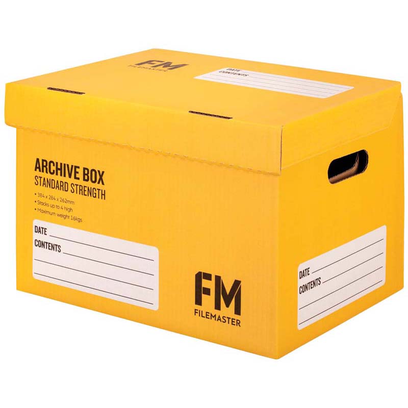 FM Box Archive Yellow Standard Strength 384x284x262mm Inside Measure