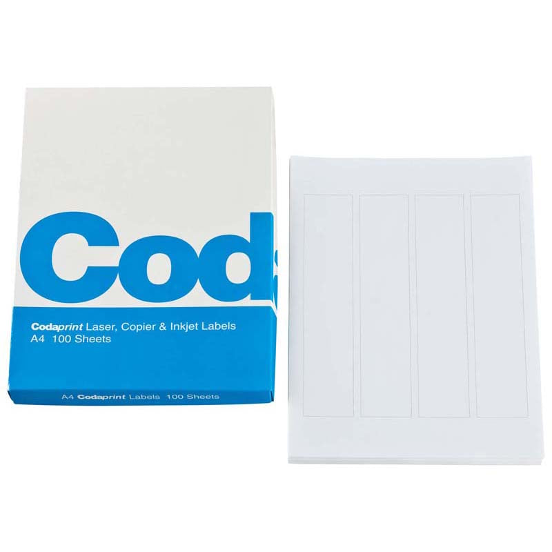 Codafile Label Codaprint 4 Per Sheet Box 100