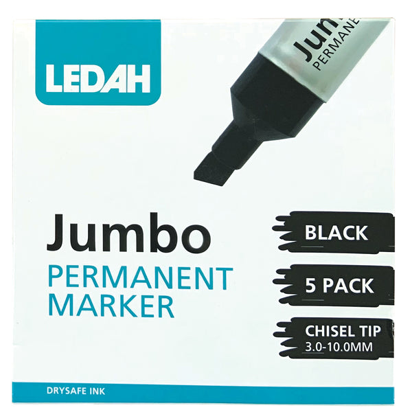 Ledah Jumbo Permanent Marker Black Chisel