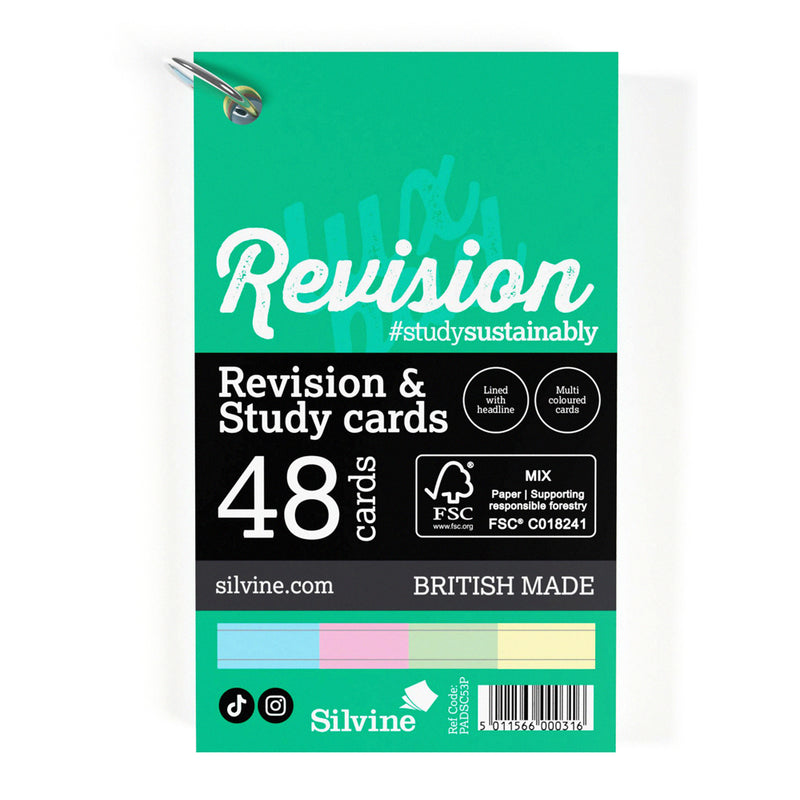 Luxpad Revision Study Cards 5x3 Portrait Ruled Assorted Colours with Binding Ring