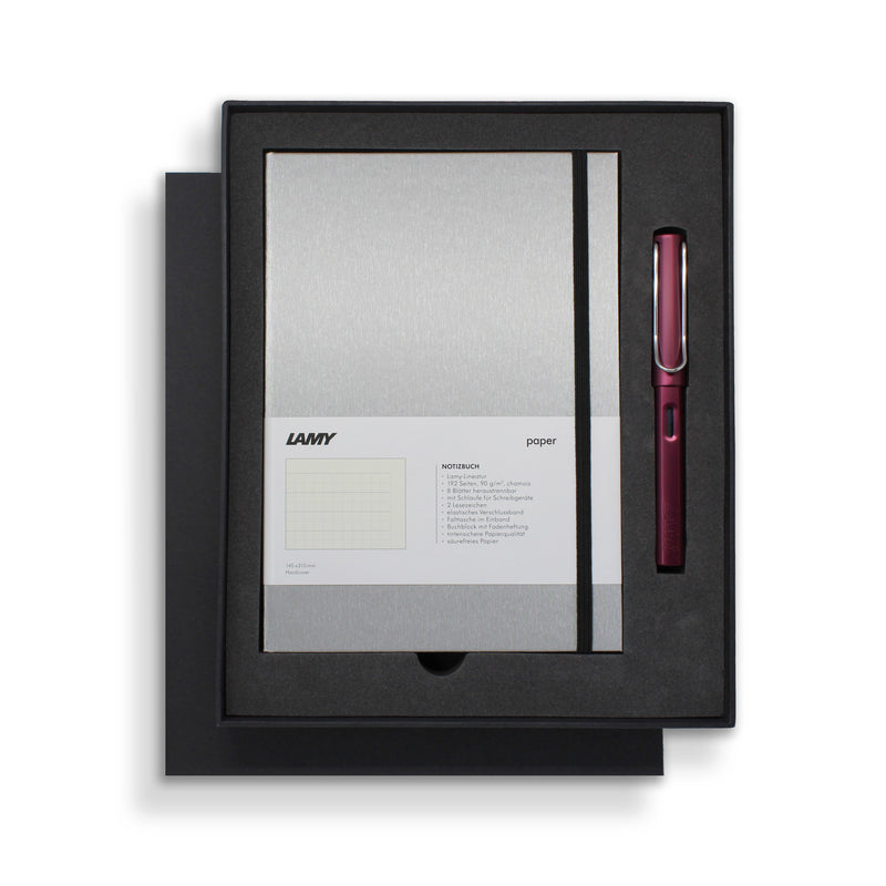 Lamy Notebook Fountain Pen Gift Set A5 Hard Cover Black/Purple