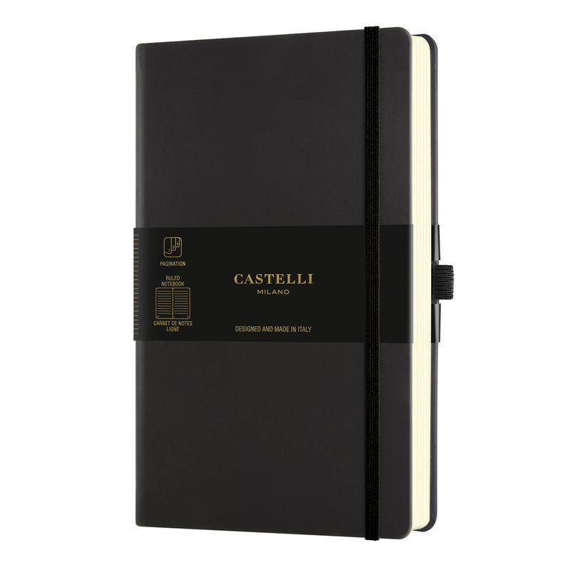 Castelli Notebook Aquarella A5 Ruled Black Sepia