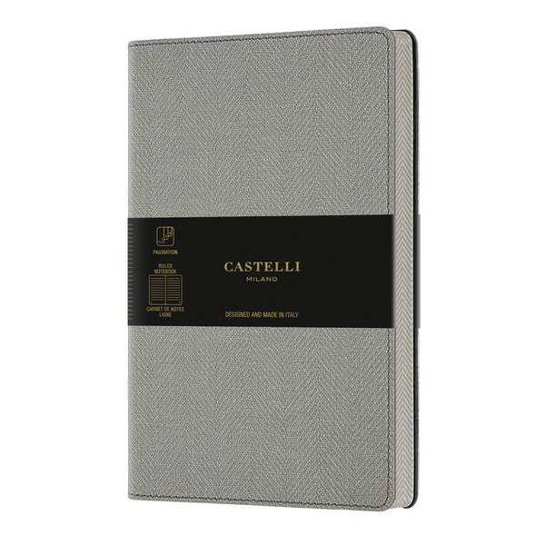 Castelli Notebook A5 Ruled Harris Oyster Grey