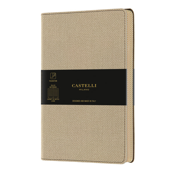 Castelli Notebook A5 Ruled Harris Desert Sand