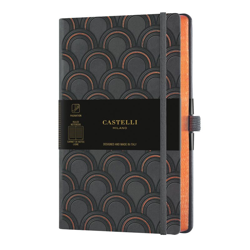 Castelli Notebook Copper and Gold A5 Ruled Art Deco Copper