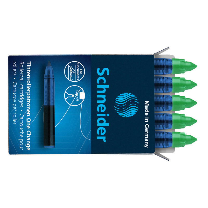 Schneider Rollerball Refill Cartridge One Change Box 5 Pieces Green